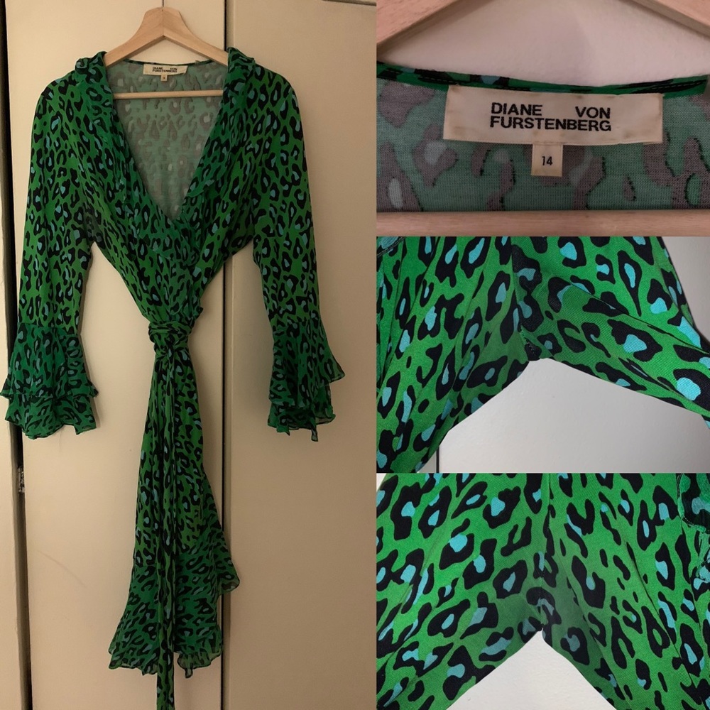 Green Leopard Wrap Dress
